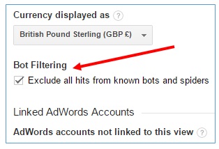 Using bot filter google analytics